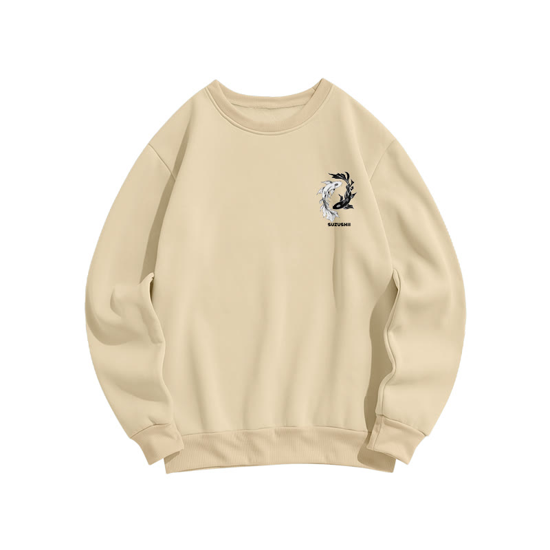 Unisex Ying Yang Koi  Print Long Sleeve Crew Neck Sweatshirt - image 6