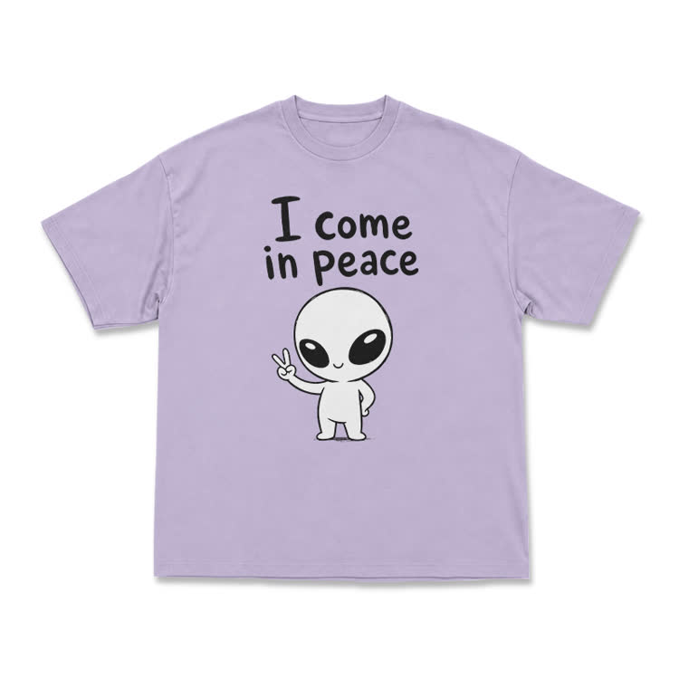 I Come in Peace Alien Graphic T-Shirt - Purple - US16-18(2XL) - image 6