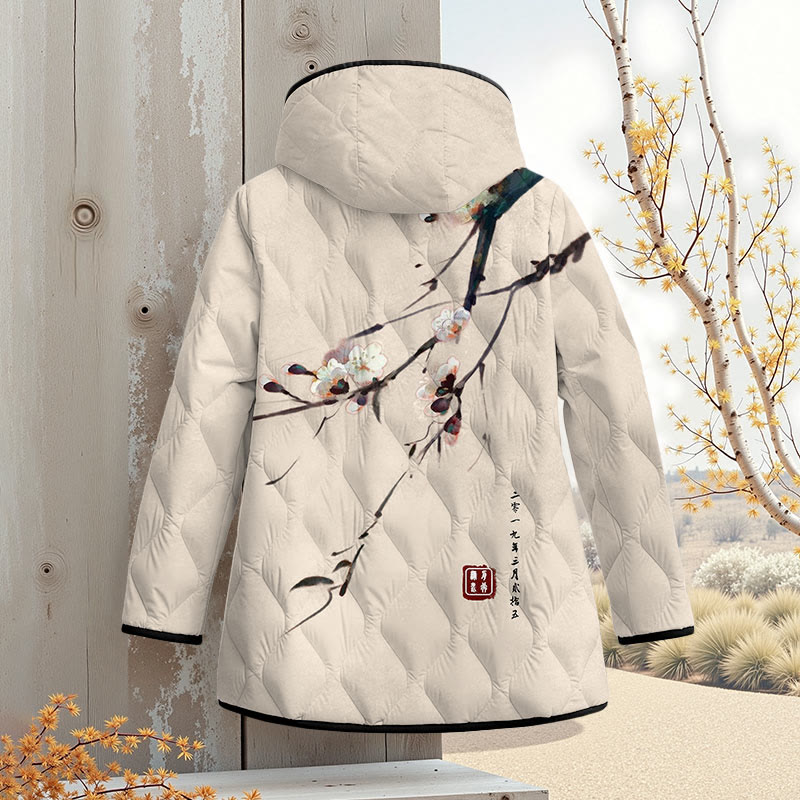 Vintage Plum Blossom Art Print Zipper Jackets - image 6
