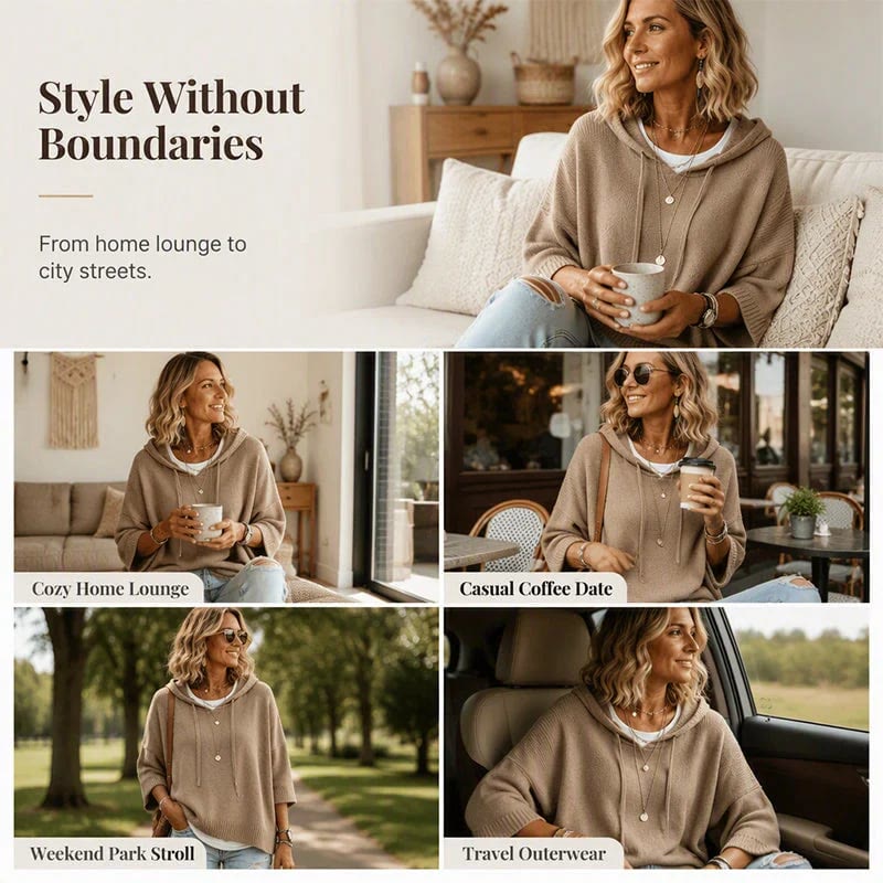Women's Hooded Drawstring Knit Pullover - image 6