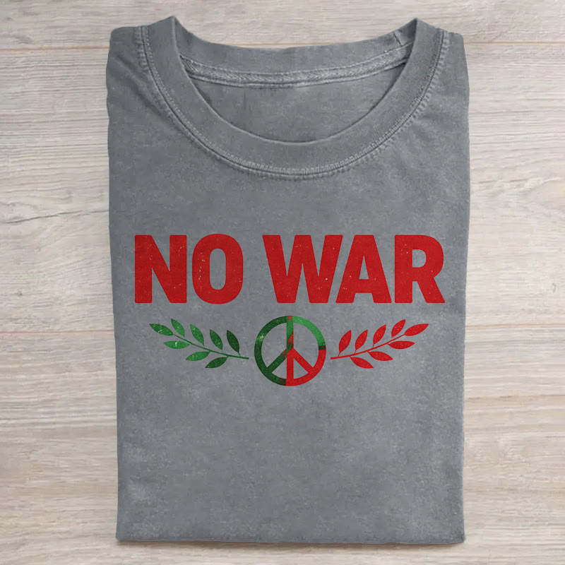Unisex No War Hippie Peace Sign Pattern Art Print Acid Washed T-shirt - Grey - US20-22(3XL) - image 3