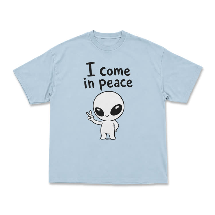 I Come in Peace Alien Graphic T-Shirt - Light Blue - US16-18(2XL) - image 4