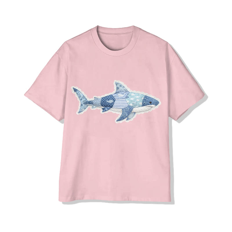 Ocean Shark Art Lace pattern Print Pattern Cotton Print T-Shirt - Pink - US16-18(2XL) - image 8