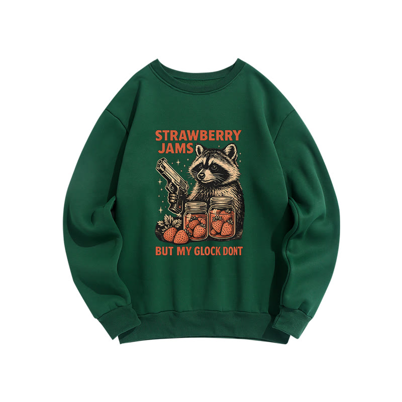 Strawberry Jams Glock Funny Raccoon Crew Neck Sweatshirt - Green - US16-18(2XL) - image 7