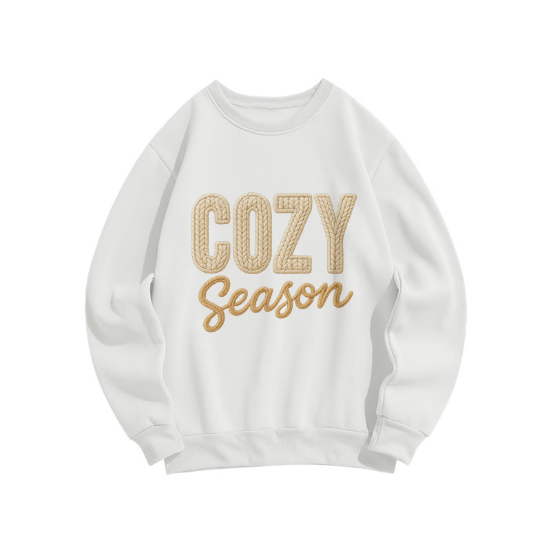 Cozy Season Letter Print Long Sleeve Crew Neck Sweatshirt - White - US16-18(2XL) - image 4