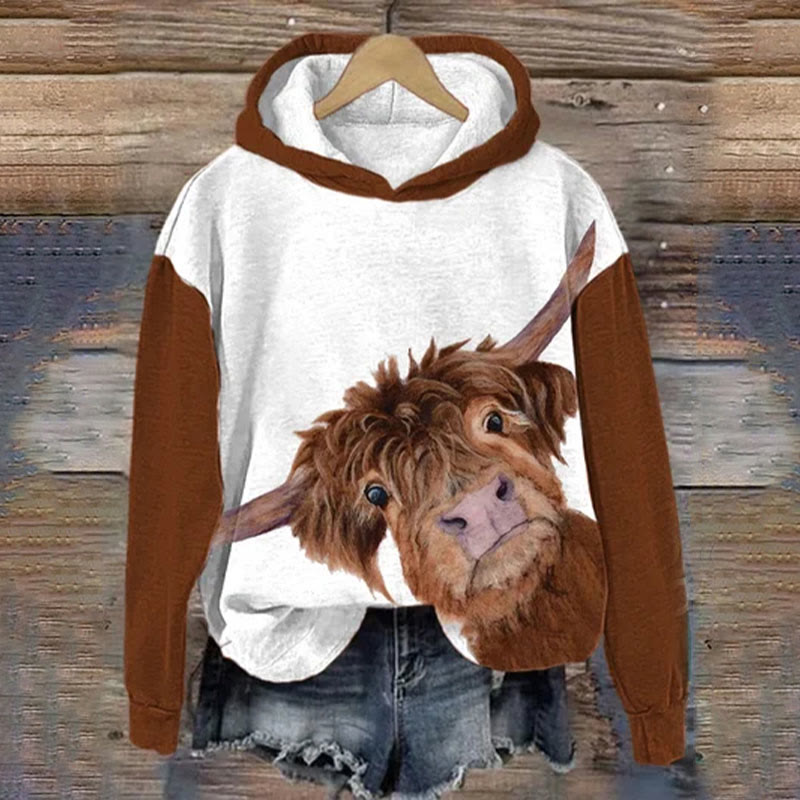 Highland Cow Print Hoodie
