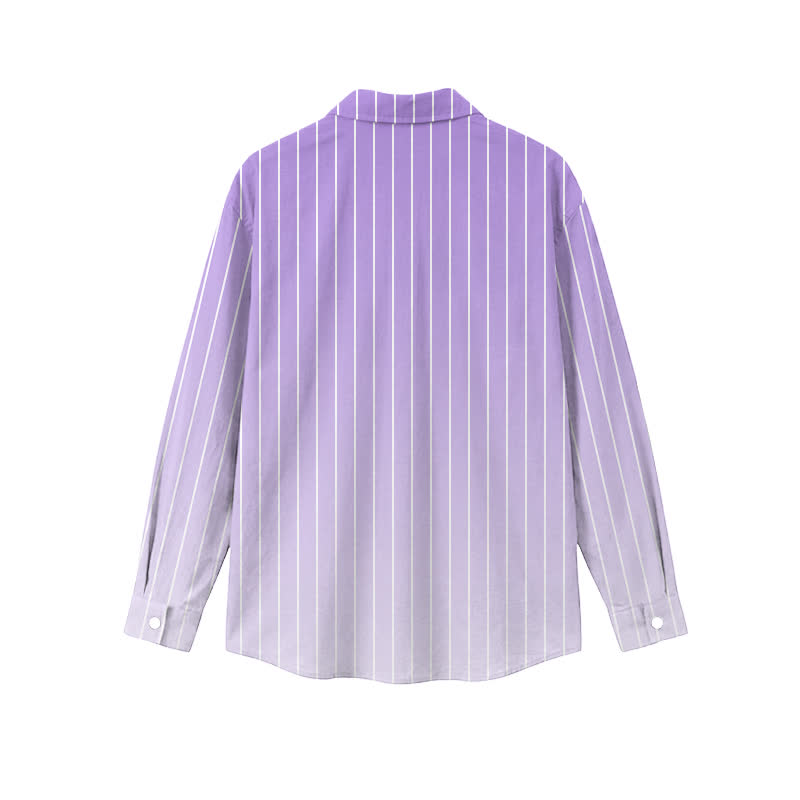 Casual Ombre Pinstripe Point Collar Men's Long Sleeve Shirt - image 4