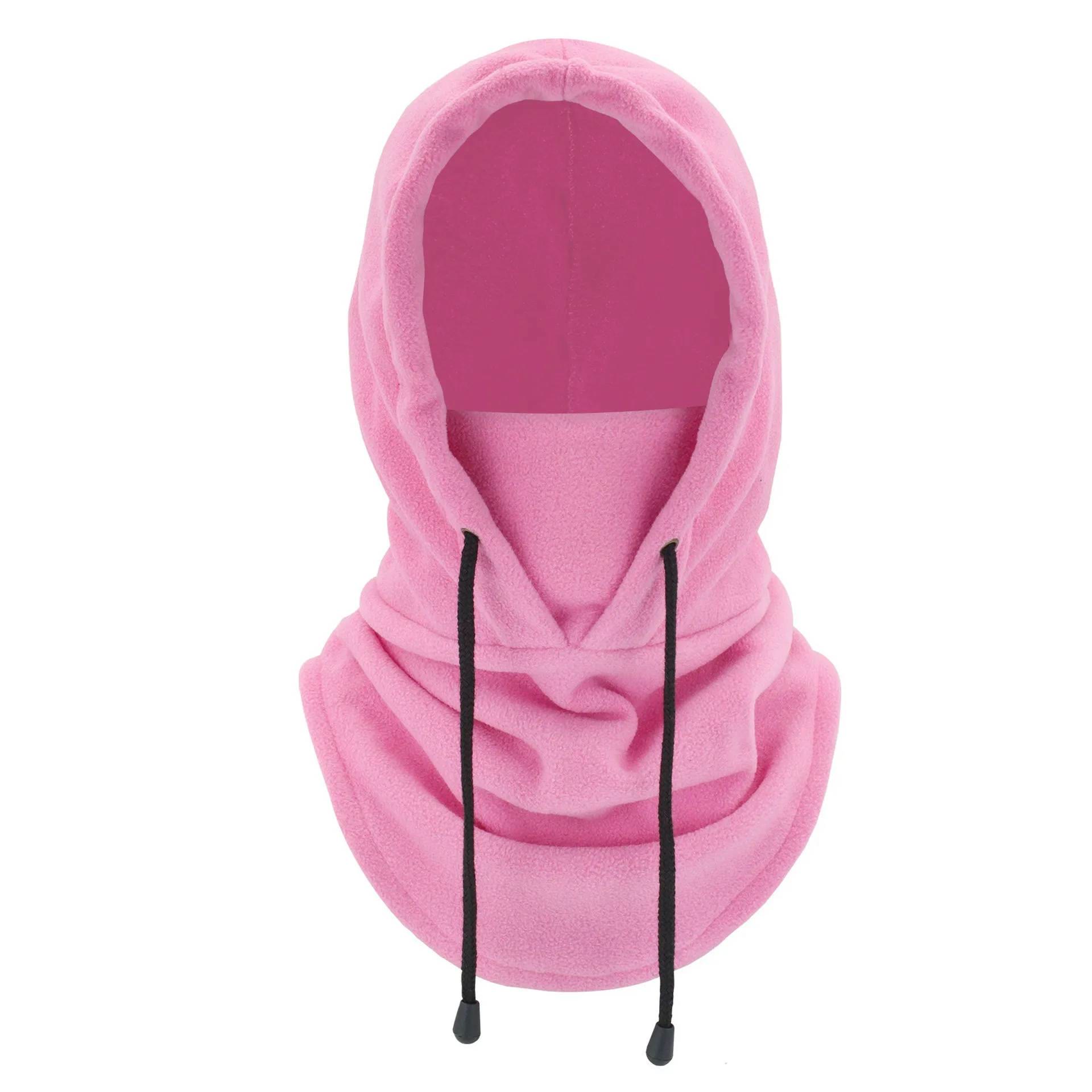 Derong Thermal Drawstring Windproof Balaclava Hood - Pink - one size - image 16