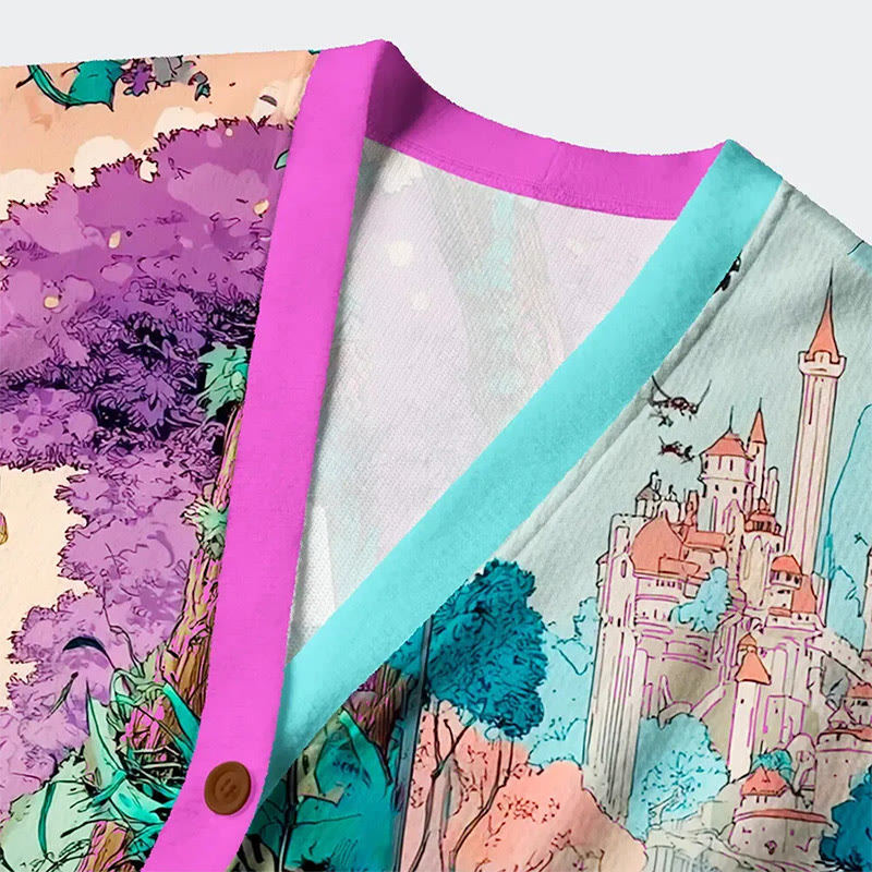 Magic Forest Cat Pattern Long Sleeved Cardigan - image 3