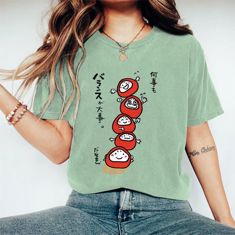 100% Cotton Japanese Lovely Stacking Eggs Print T-shirt - Light Green - US16-18(2XL) - image 6