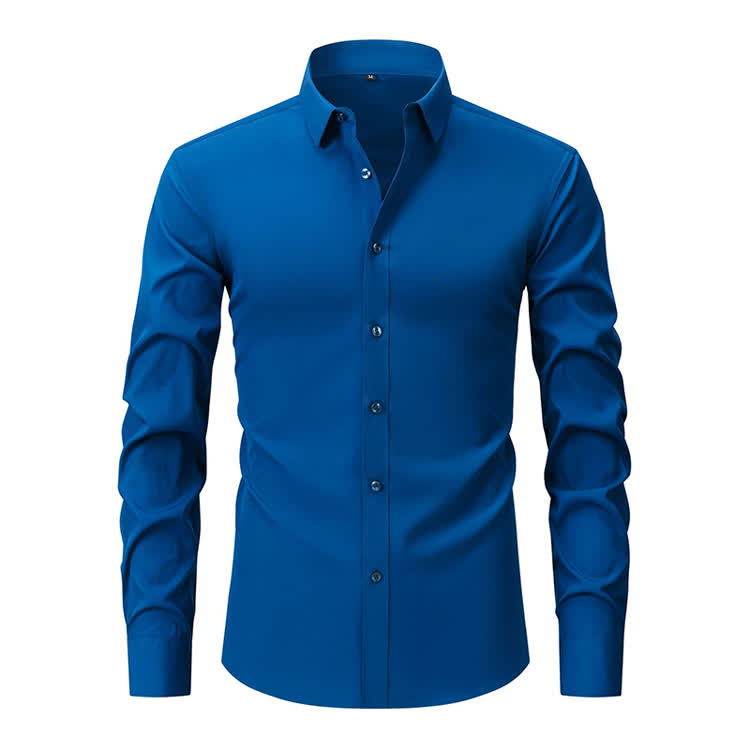 Gentle Office Man High Elasticity Non-iron Thin Shirt - Dark Blue - 3XL - image 29