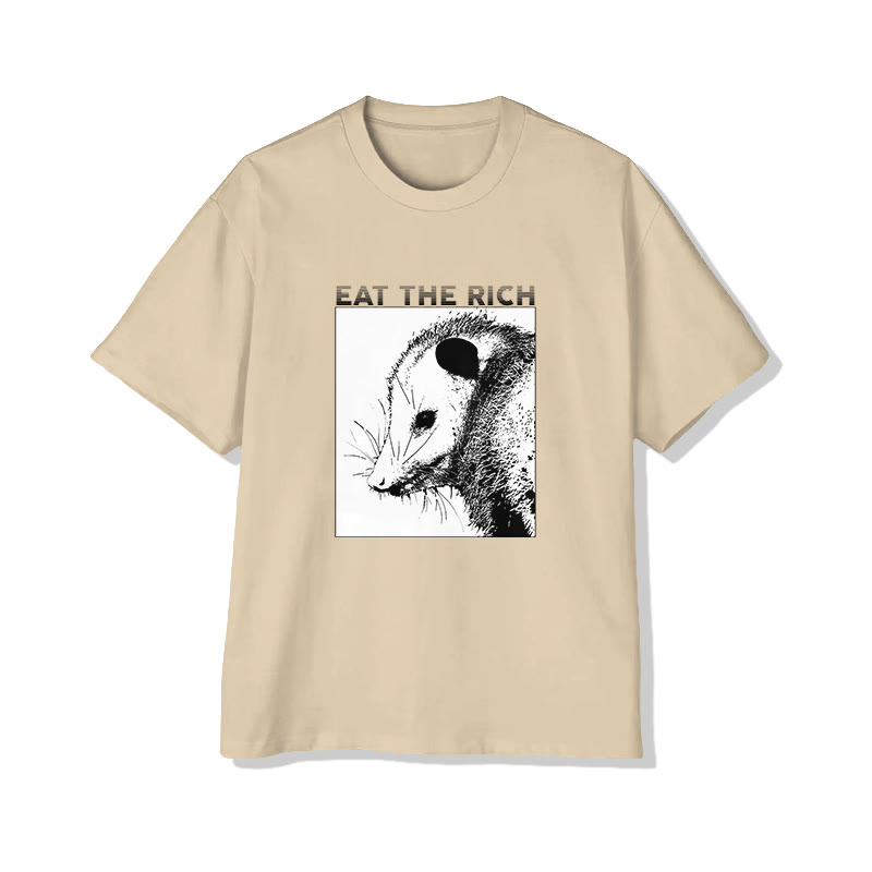 Unisex Eat The Rich Short Sleeve Crew Neck T-shirt - Apricot - 2XL - image 4