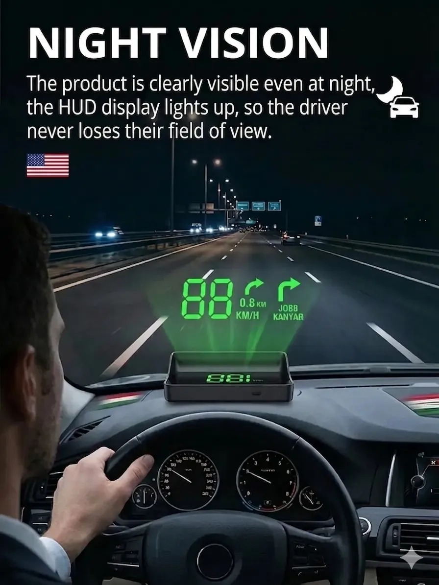 GPS HUD Speedometer for Cars – Large MPH Display, Auto Brightness, USB Plug & Play
