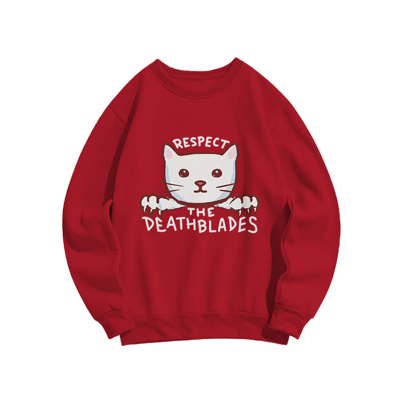 Unisex Cat  Print Long Sleeve Crew Neck Sweatshirt - Red - US16-18(2XL) - image 6