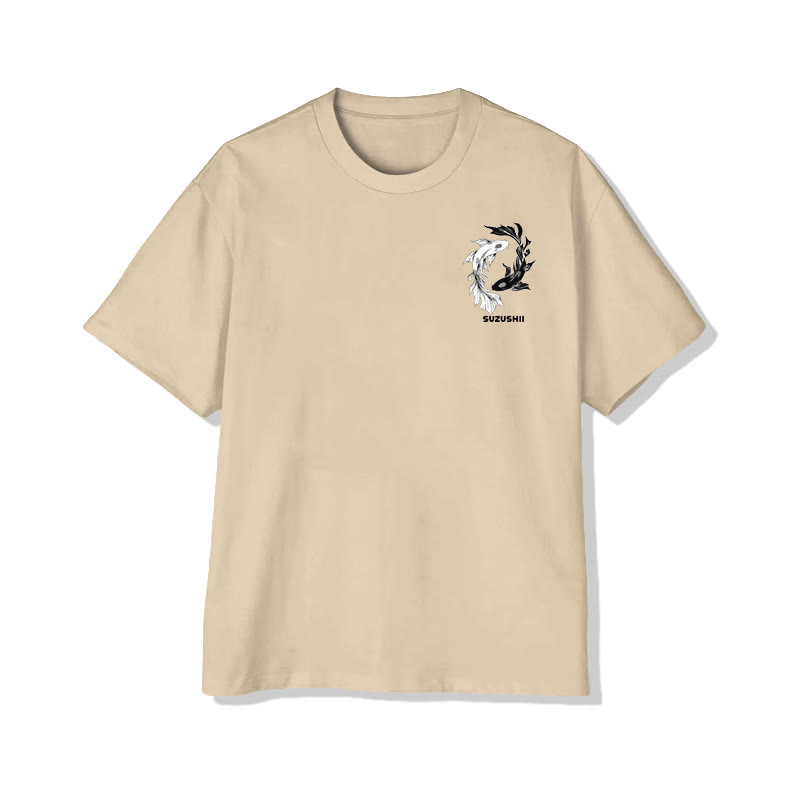 Unisex Ying Yang Koi  Print Short-Sleeve Crew Neck T-Shirt - image 8