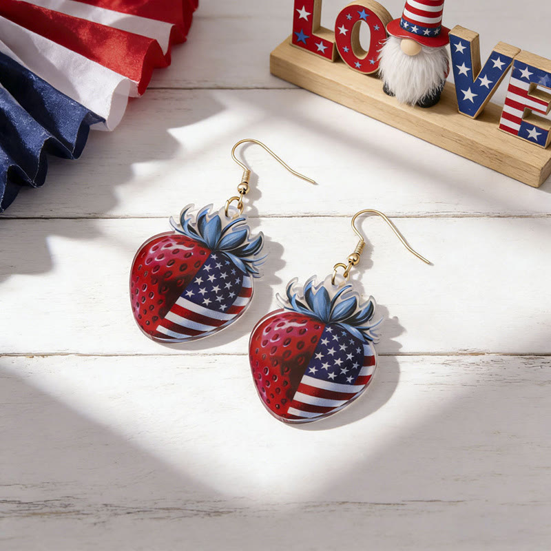 Independence Day Acrylic & Alloy Earrings - strawberry - one size - image 4
