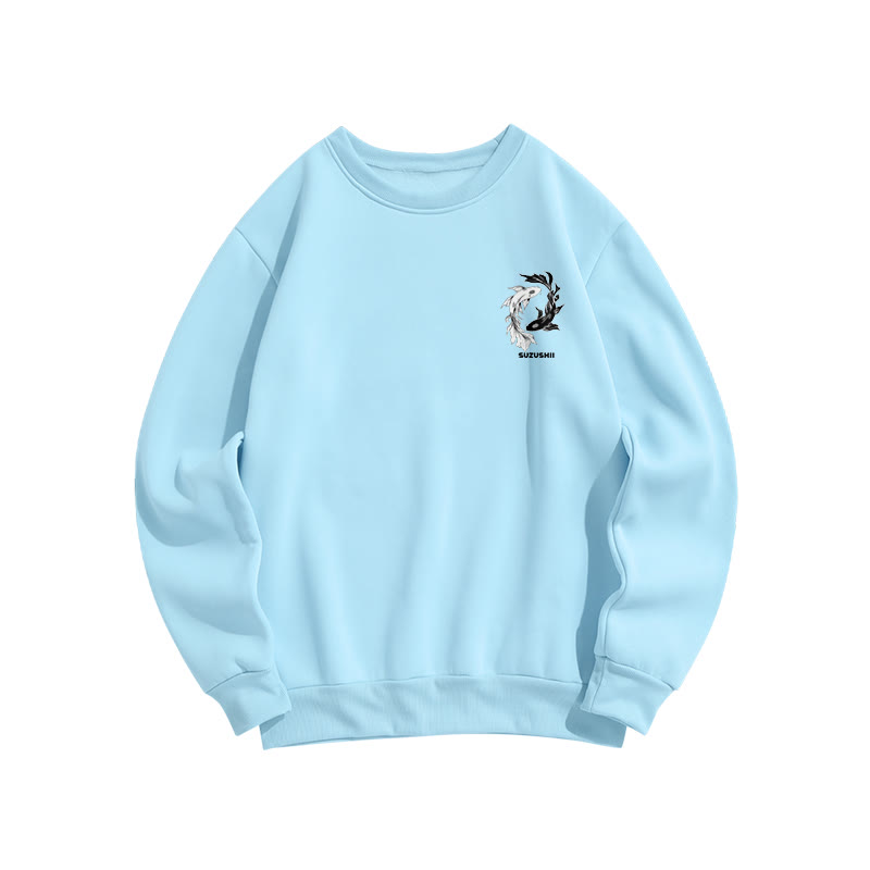 Unisex Ying Yang Koi  Print Long Sleeve Crew Neck Sweatshirt - image 11