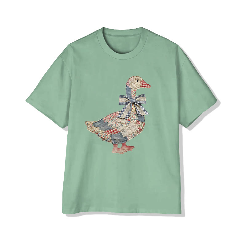Farm Friends Ducks Pattern Print Pattern Cotton Print T-shirt - Light Green - US16-18(2XL) - image 4
