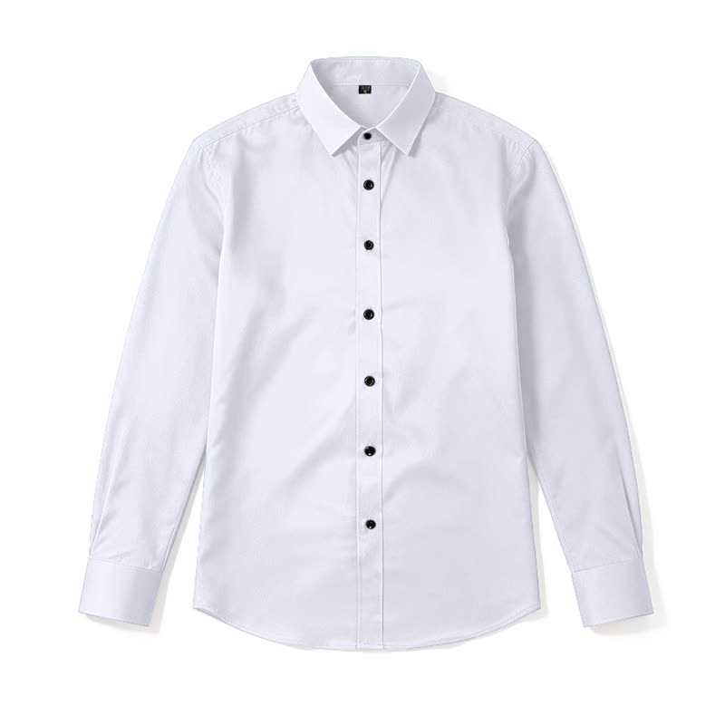 Men's Solid Color Long Sleeve Dress Shirt - White - 48 - image 5