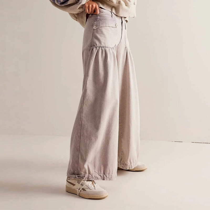 Vintage Drawstring Tie&pocket  Lantern Jeans - Apricot - XL - image 8