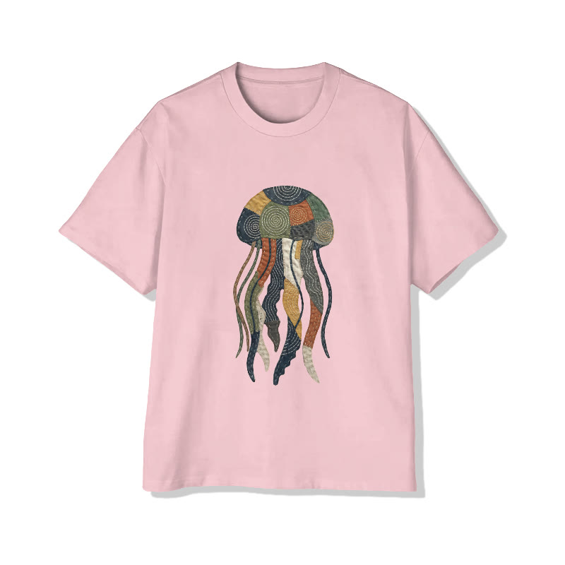 Ocean Jellyfish Art pattern Print Pattern Cotton Print T-Shirt - Pink - US16-18(2XL) - image 5