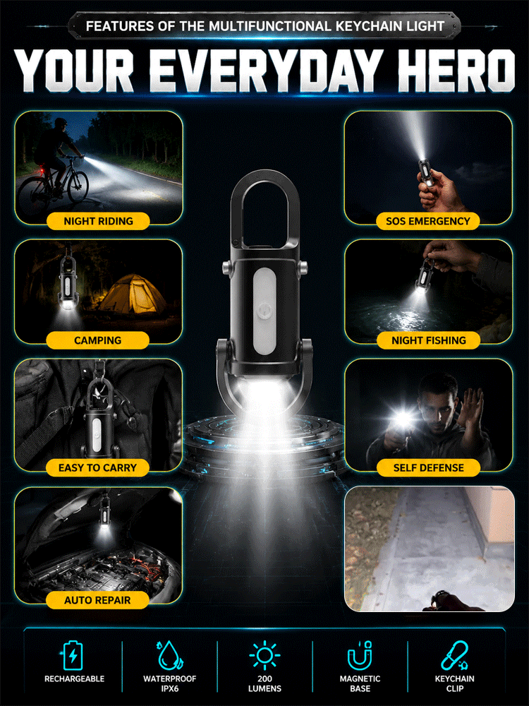 Ultra-bright keychain flashlight with mobile phone charging capability