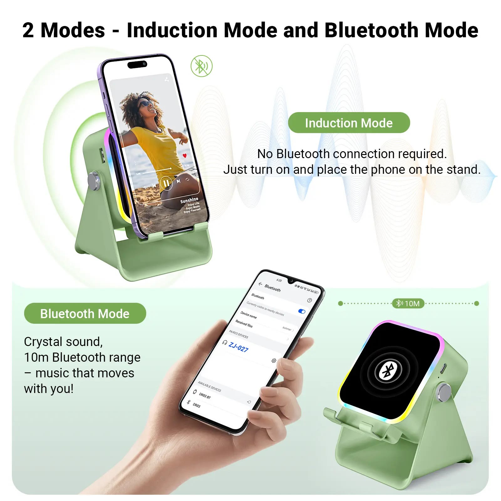 Wireless Induction Audio Speaker Stand, 5in1 Cellphone Holder,3500mAh Rechargeable Emergency Power Bank - image 5