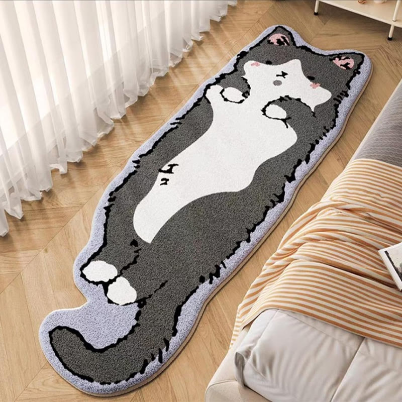 Cute Cat-shaped Soft Faux Cashmere Area Rug Floor Mat - Gray White Tabby Cat - 40*60cm - image 12