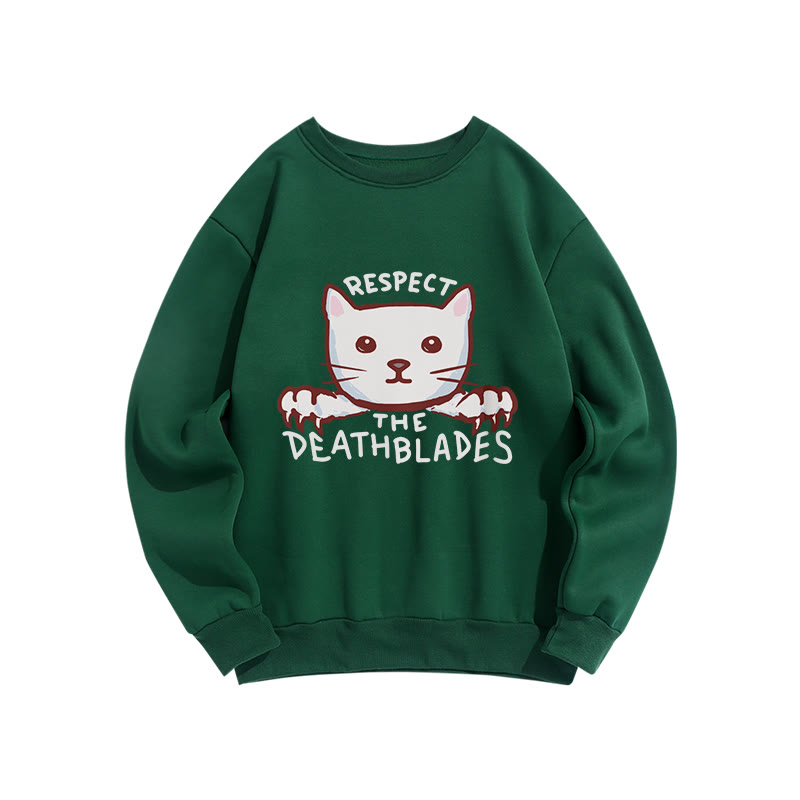 Unisex Cat  Print Long Sleeve Crew Neck Sweatshirt - Green - US16-18(2XL) - image 8