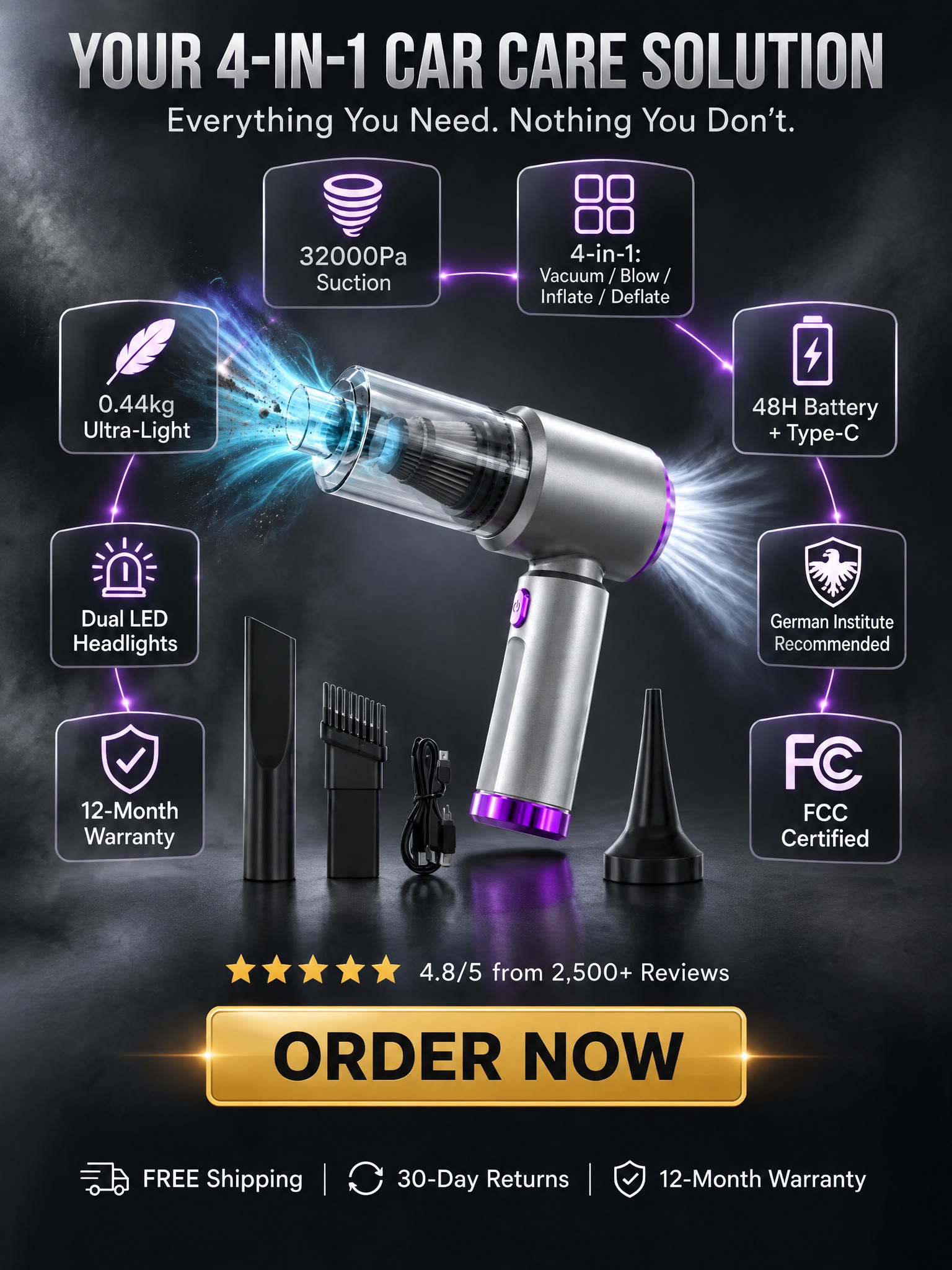 32,000Pa Powerful Cordless Car Vacuum Cleaner - image 14