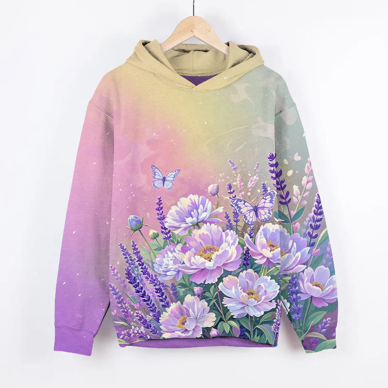 Vintage Ombre Oil Painting Flowers Art Print Long Sleeve Hoodie - image 4