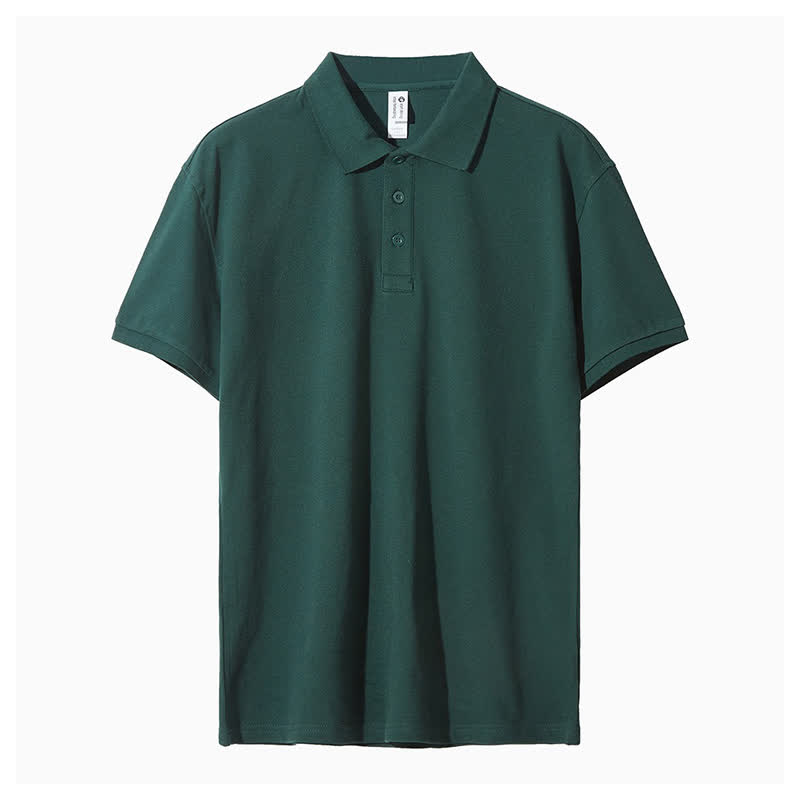 Men’s Casual Solid Color Simple Polo Shirt - Green - 4XL - image 5