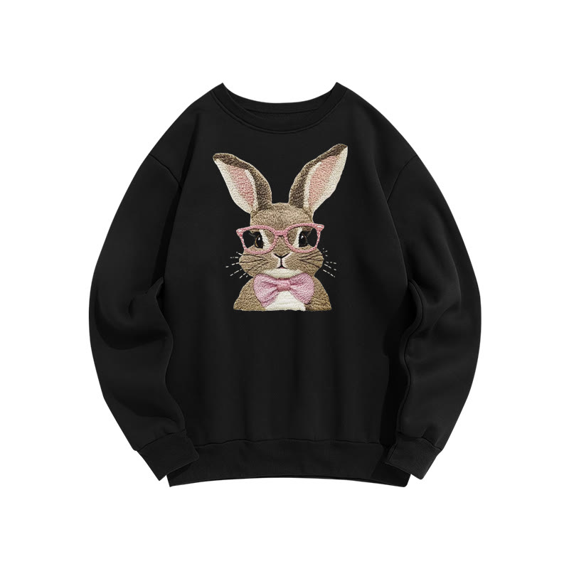 Easter Bunny with Glasses print sweatshirt - Black - US16-18(2XL) - image 7