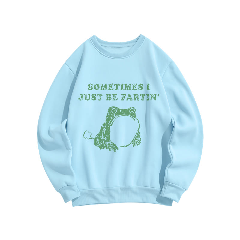“Sometimes I Just Be Fartin”Frog Print Crew Neck Sweatshirt - White - US16-18(2XL) - image 3