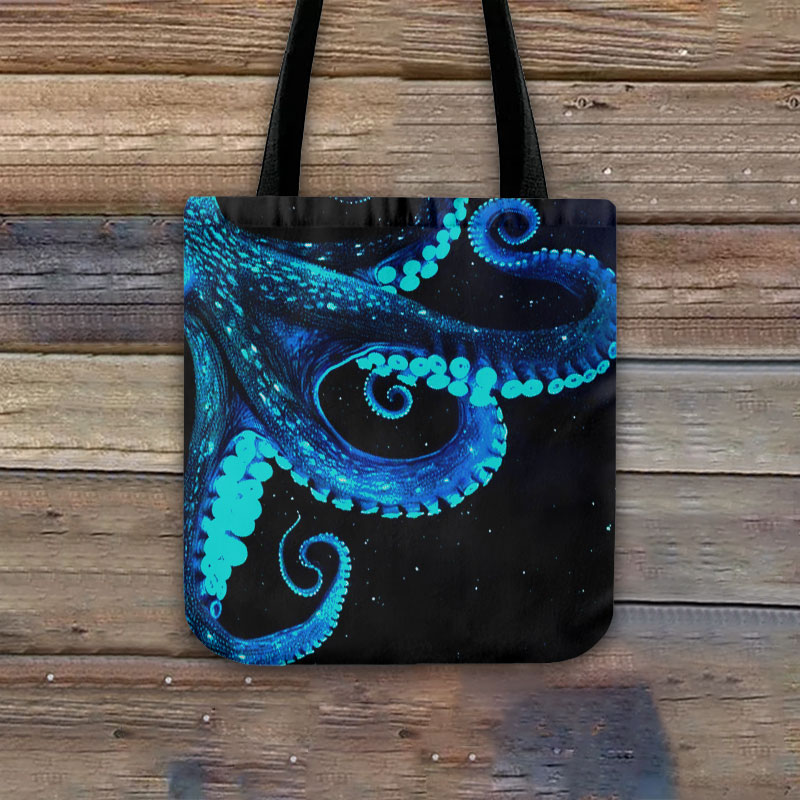 Three-dimensional Creative Octopus Print Bag - Blue - one size - image 1
