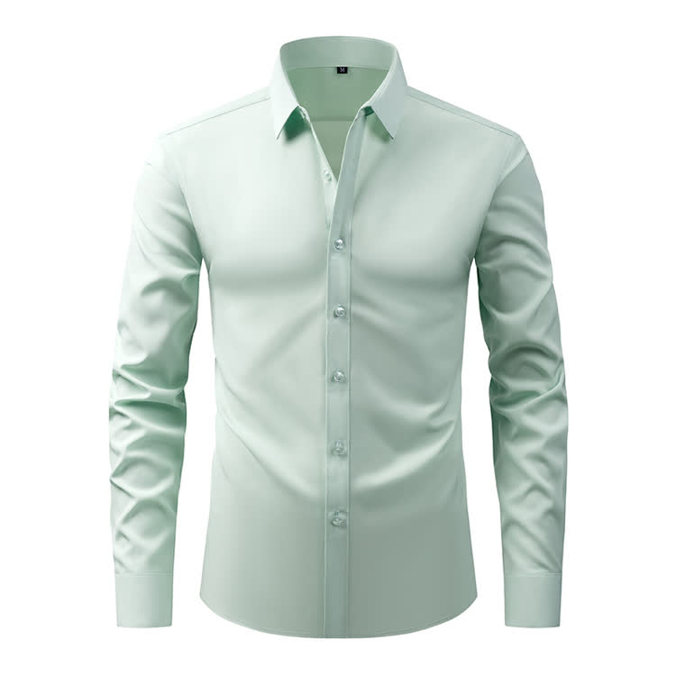 Gentle Office Man High Elasticity Non-iron Thin Shirt - Light Green - 3XL - image 22