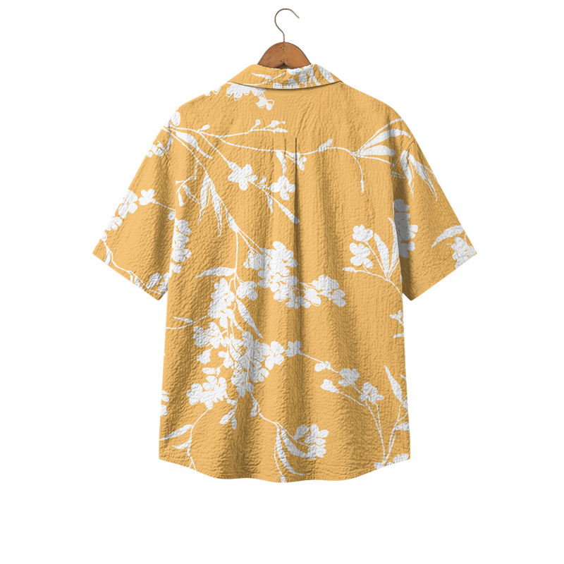 Vintage Tropical Branch Cuban Collar Button Shirt - image 4