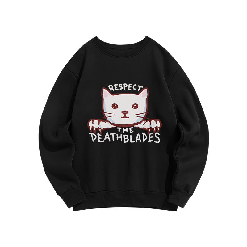 Unisex Cat  Print Long Sleeve Crew Neck Sweatshirt - Black - US16-18(2XL) - image 5