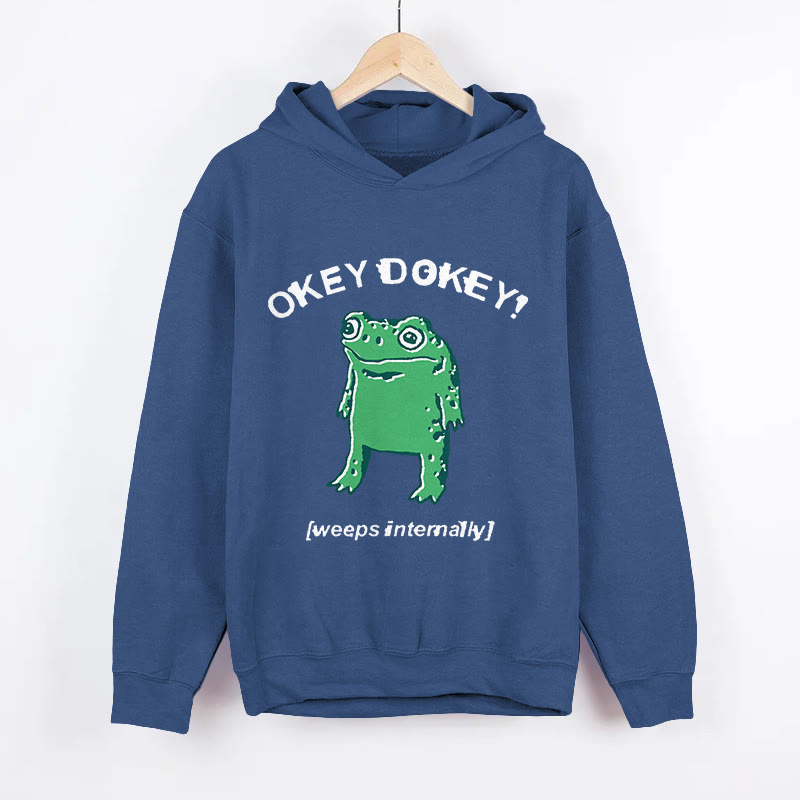 Unisex Strong On The Outside Fragile On The Inside Frog Pattern Long Sleeved Hoodie - Dark Blue - US44-46(8XL) - image 4