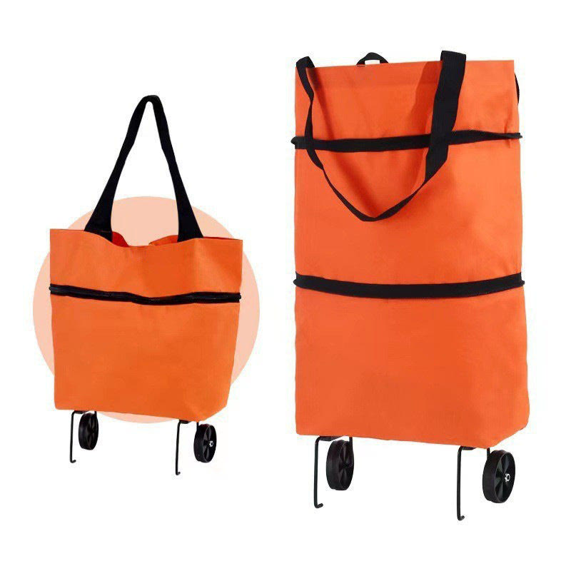 600D Oxford Fabric Rolling Cart - Expandable, Waterproof & Quiet, Holds Up to 10kg - Orange - image 10