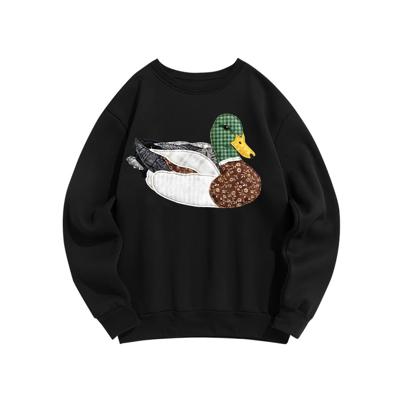 Vintage Floral Patchwork Duck Print Sweatshirt - Black - US16-18(2XL) - image 3