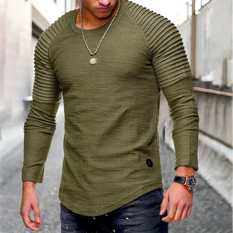 Men's Crew Neck Tight Thermal Unique Long Sleeve T-shirt - Army Green - 3XL - image 1