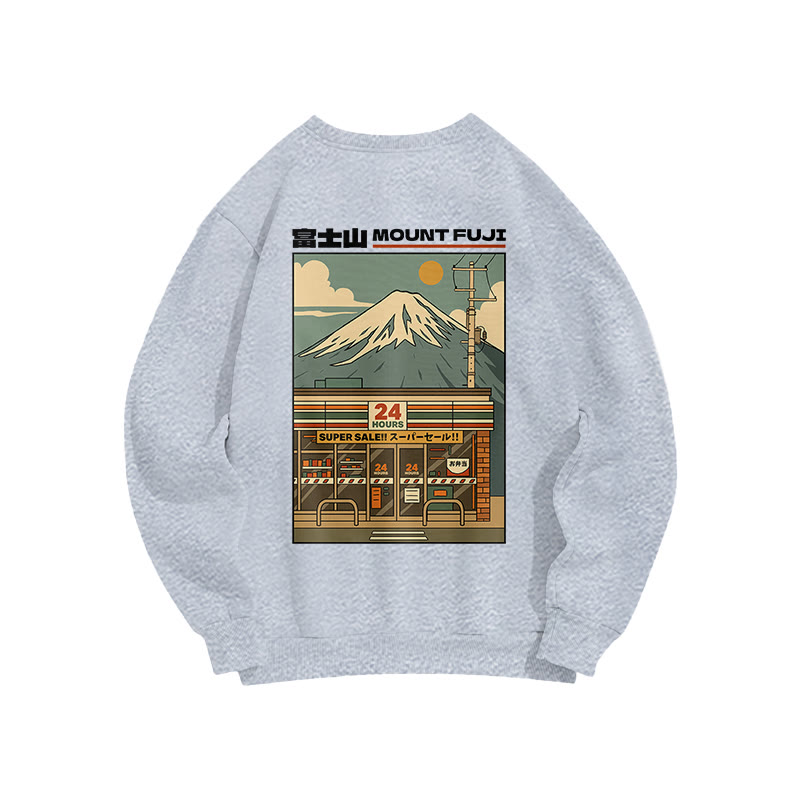 Unisex Fuji Mart Print Long Sleeve Crew Neck Sweatshirt - Grey - US16-18(2XL) - image 10