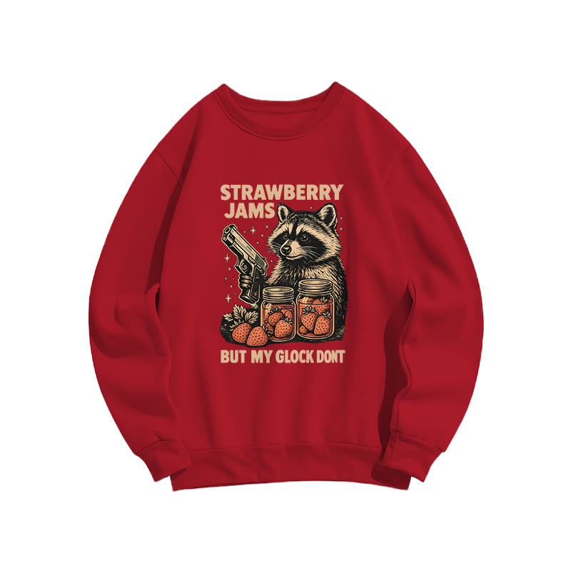 Strawberry Jams Glock Funny Raccoon Crew Neck Sweatshirt - Red - US16-18(2XL) - image 6