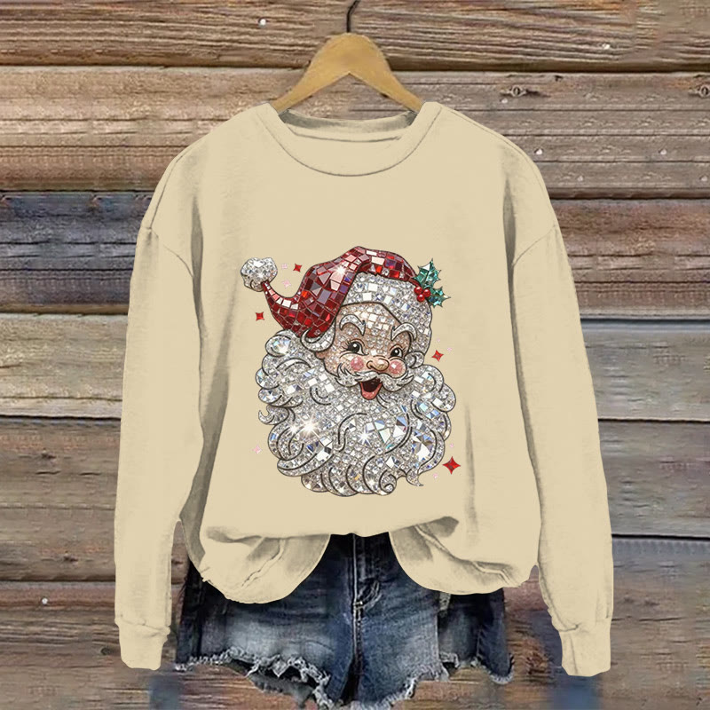 Santa Claus Jewelry Print Long Sleeved Sweatshirt - Apricot - US16-18(2XL) - image 3