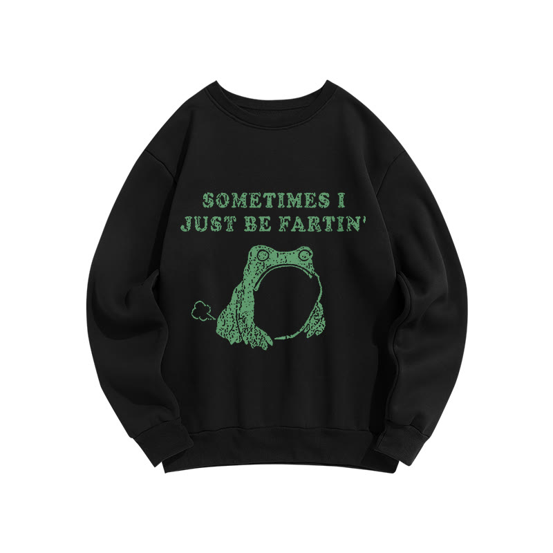 “Sometimes I Just Be Fartin”Frog Print Crew Neck Sweatshirt - Black - US16-18(2XL) - image 6