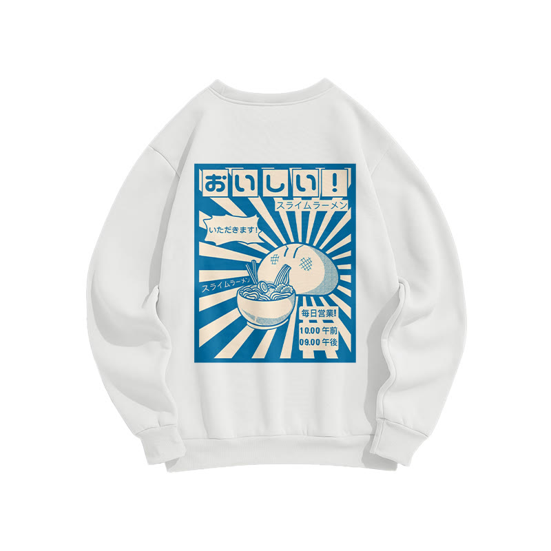Unisex Ramen Gobbler Print Long Sleeve Crew Neck Sweatshirt - White - US16-18(2XL) - image 4
