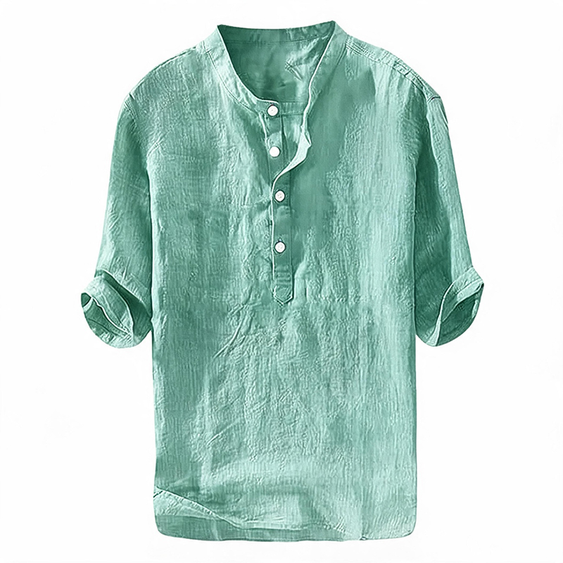 Men's Short Sleeve Button Up Summer Henley Shirt - Mint - 6XL - image 3
