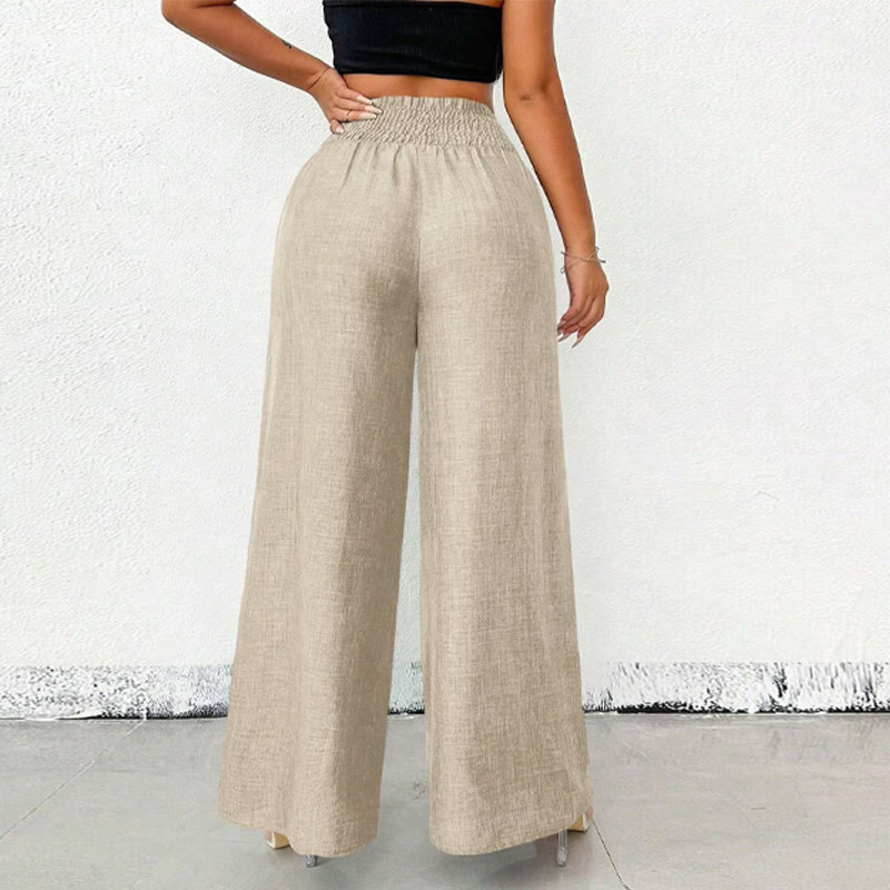 Soid Loose Fit Metal Embellishment Elastic Waist Wide-leg Pants - image 7