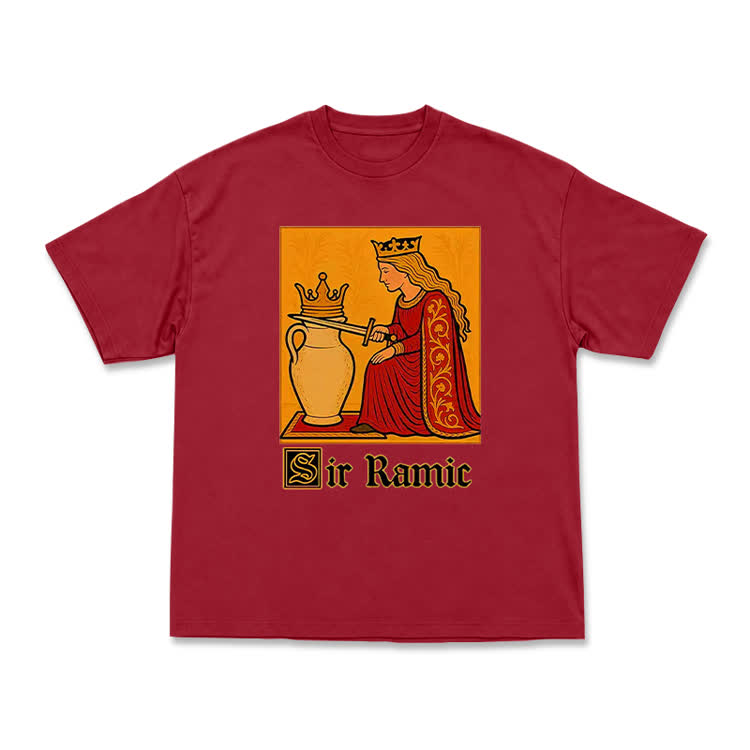 Medieval Card Style Sir Ramic Streetwear Graphic T-Shirt - Red - US16-18(2XL) - image 14